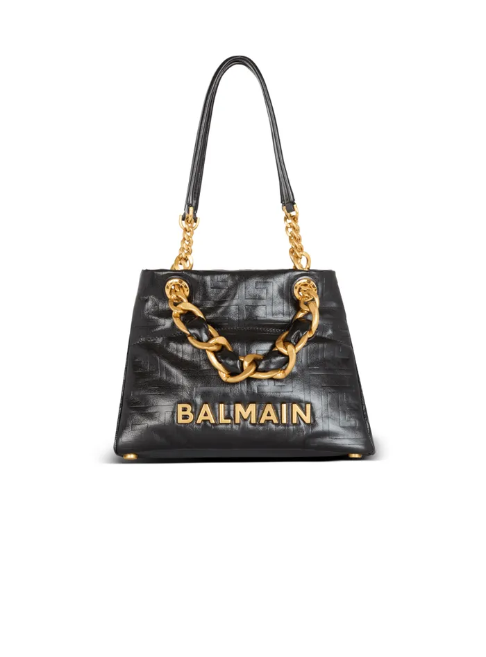 Balmain Tote Bags Women Small 1945 Soft Tote Bag In Crackled Calfskin Black
