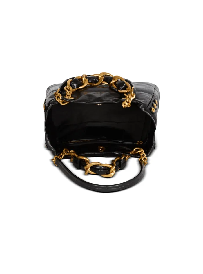 Balmain Tote Bags Women Small 1945 Soft Tote Bag In Crackled Calfskin Black