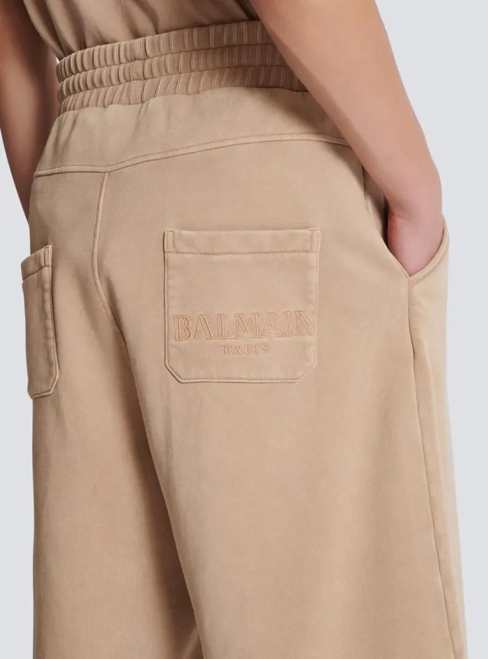 Balmain Trousers And Shorts Men Bermuda Shorts With Vintage Embroidery Beige