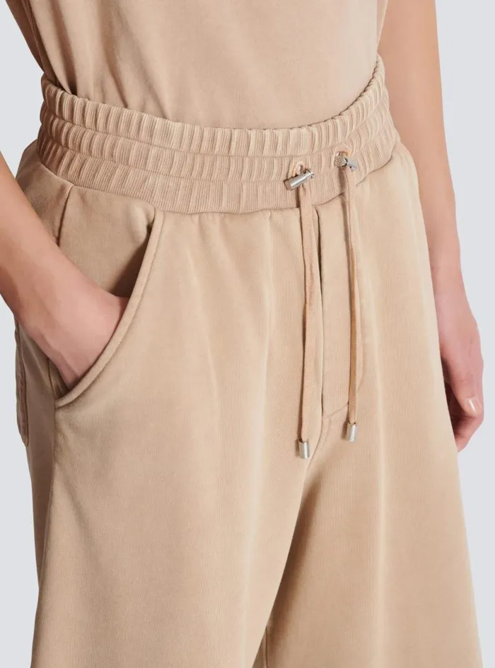 Balmain Trousers And Shorts Men Bermuda Shorts With Vintage Embroidery Beige