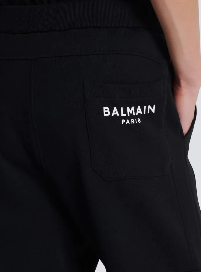 Balmain Trousers And Shorts Men Cargo Joggers With Paris Print Black