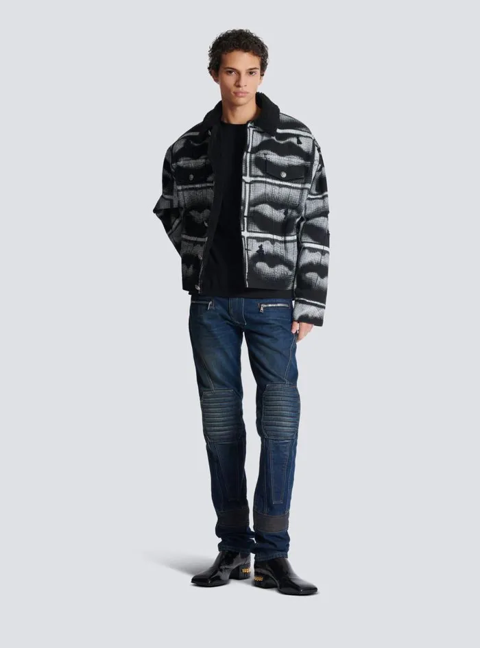Balmain Trousers And Shorts Men Denim Straightleg Biker Jeans Navy