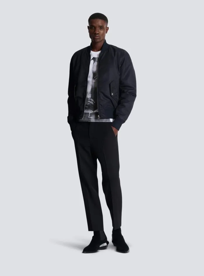 Balmain Trousers And Shorts Men Double Wool Crepe Trousers Black