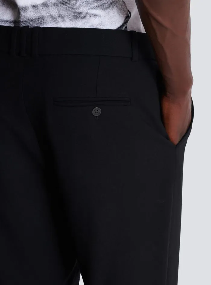 Balmain Trousers And Shorts Men Double Wool Crepe Trousers Black