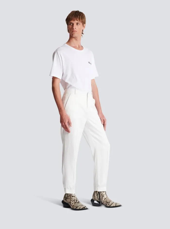 Balmain Trousers And Shorts Men Monogram Satin Trousers White
