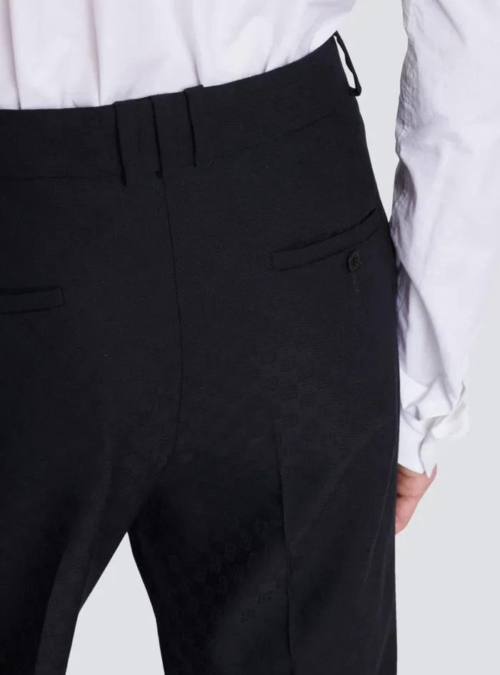 Balmain Trousers And Shorts Men Monogram Wool Trousers Black