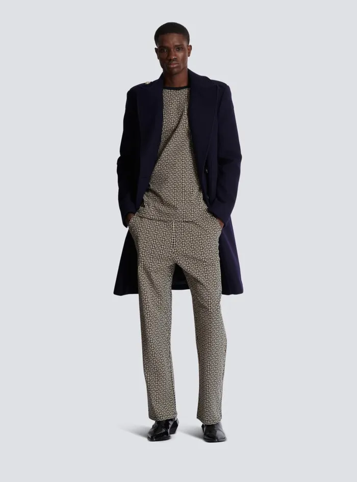 Balmain Trousers And Shorts Men PB Labyrinth Jacquard Joggers Black