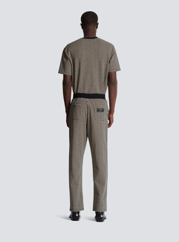 Balmain Trousers And Shorts Men PB Labyrinth Jacquard Joggers Black