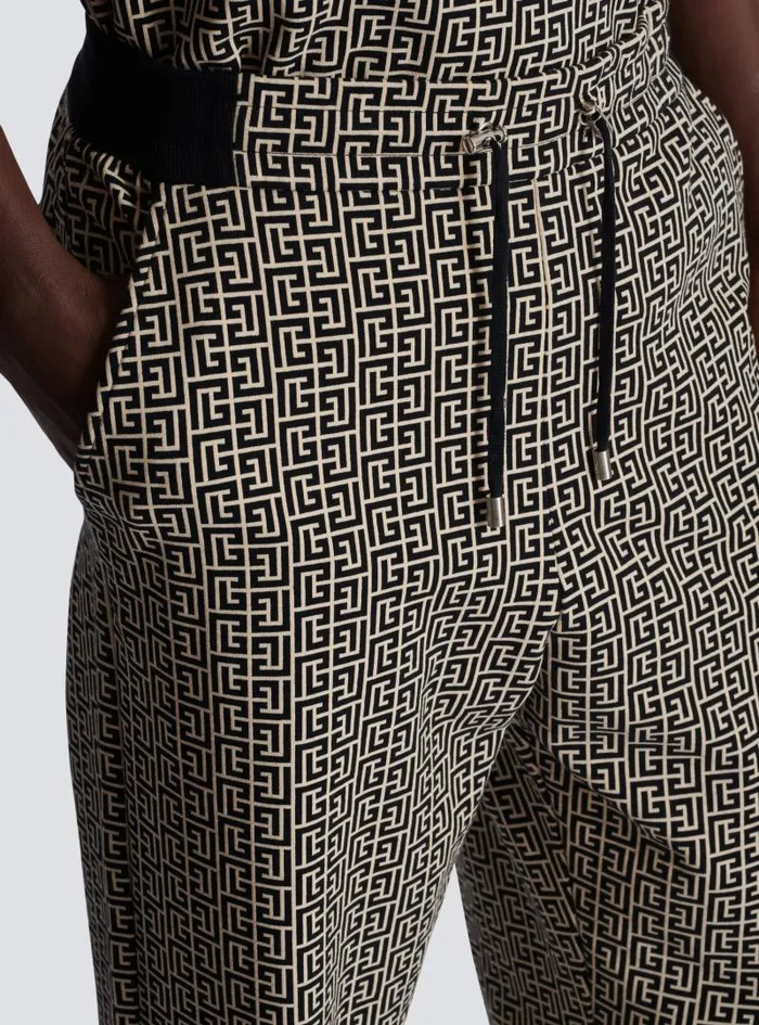 Balmain Trousers And Shorts Men PB Labyrinth Jacquard Joggers Black