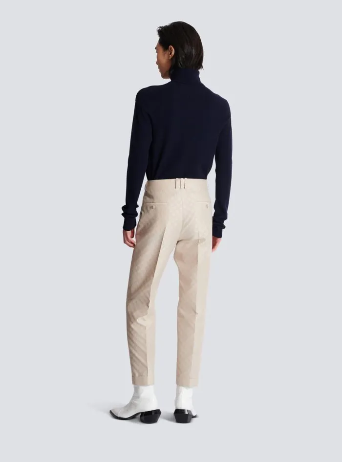 Balmain Trousers And Shorts Men PB Labyrinth Jacquard Straightleg Trousers Beige