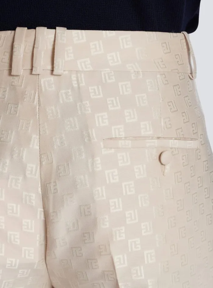 Balmain Trousers And Shorts Men PB Labyrinth Jacquard Straightleg Trousers Beige