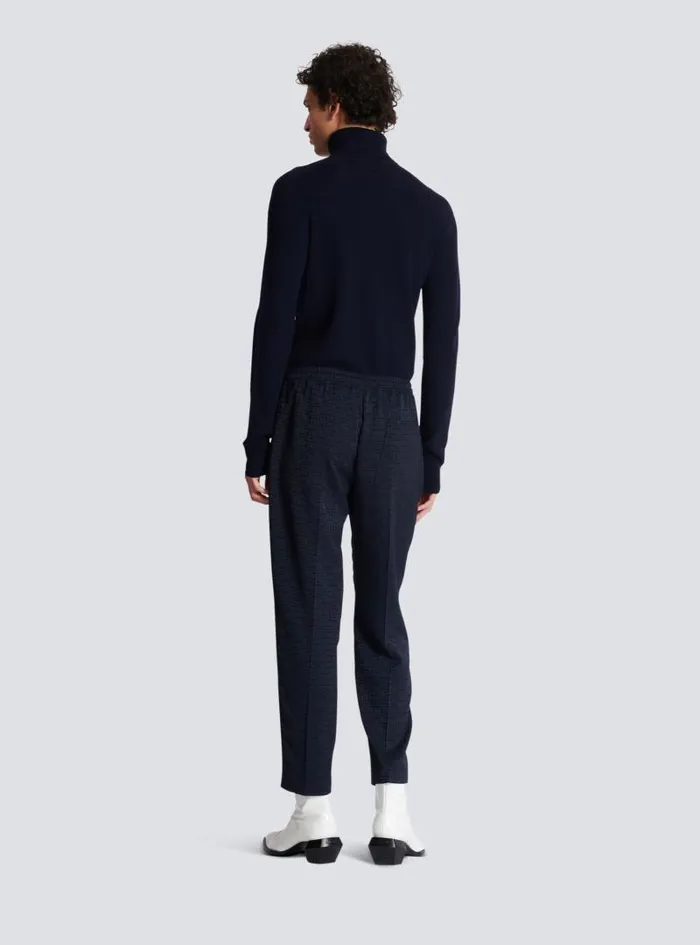 Balmain Trousers And Shorts Men PB Labyrinth Jacquard Trousers Navy