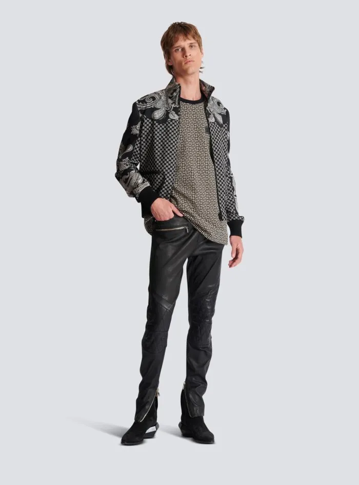 Balmain Trousers And Shorts Men Stretch Leather Trousers Black