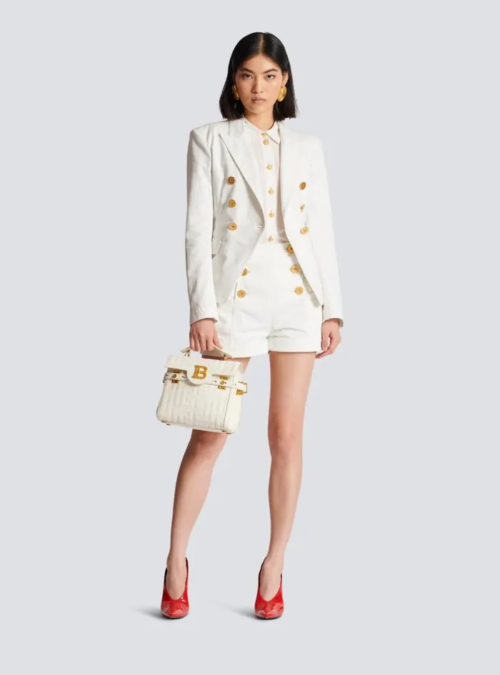 Balmain Trousers And Shorts Women 6button Denim Shorts White