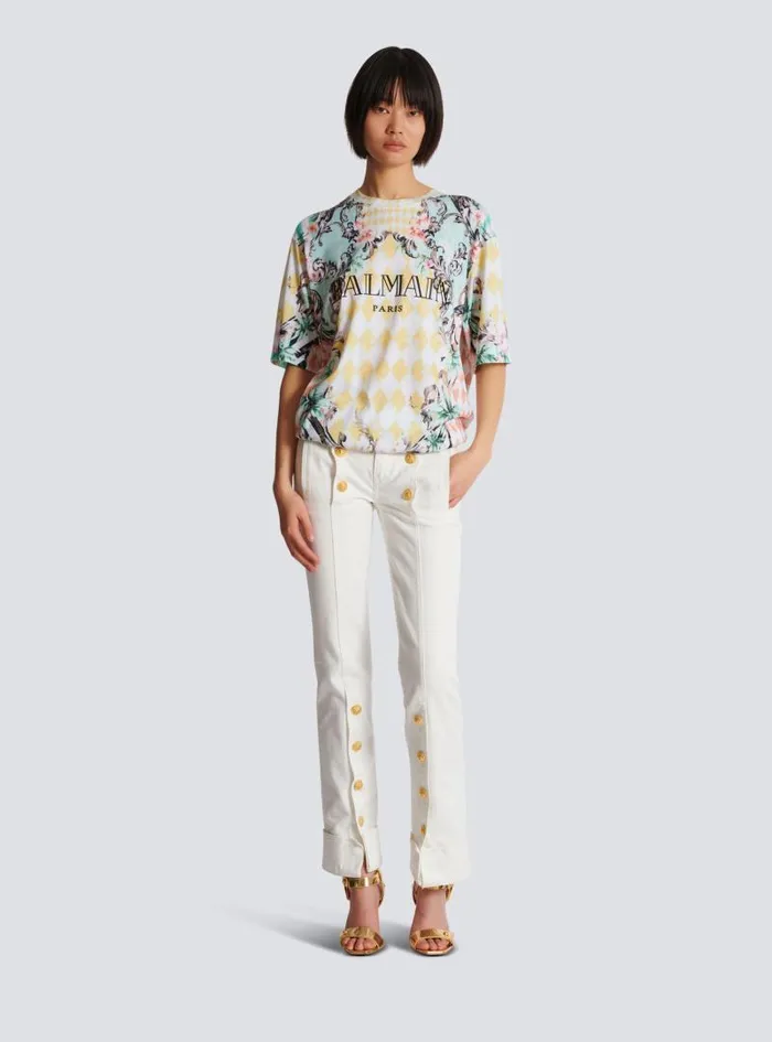 Balmain Trousers And Shorts Women Buttoned Denim Jeans White