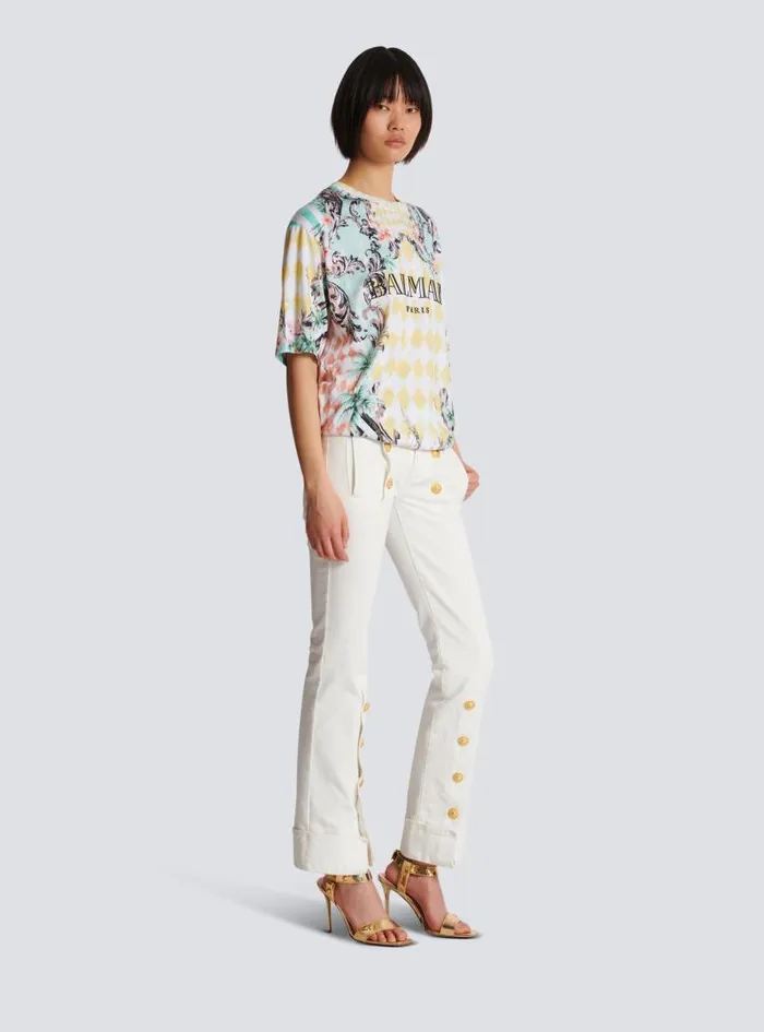 Balmain Trousers And Shorts Women Buttoned Denim Jeans White