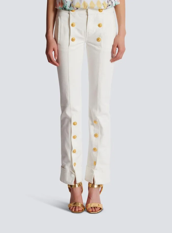 Balmain Trousers And Shorts Women Buttoned Denim Jeans White