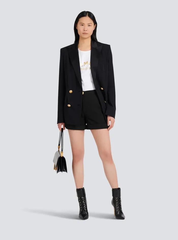 Balmain Trousers And Shorts Women Cotton Lowrise Shorts Black