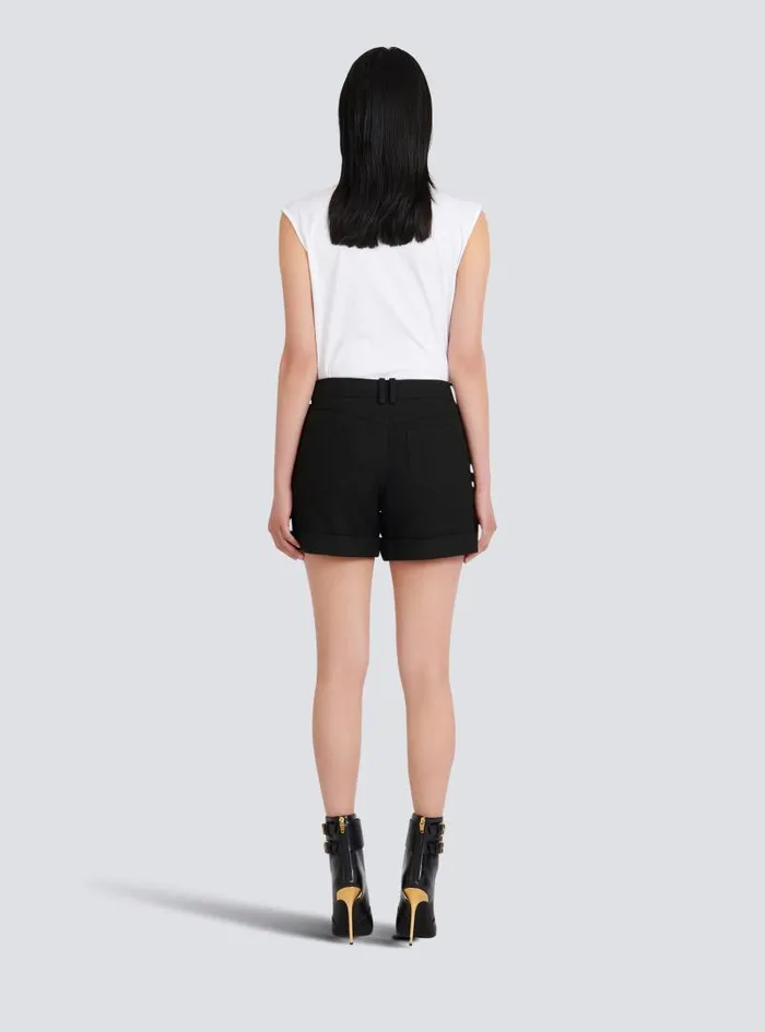 Balmain Trousers And Shorts Women Cotton Lowrise Shorts Black