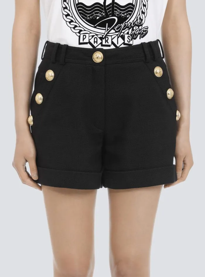 Balmain Trousers And Shorts Women Cotton Lowrise Shorts Black