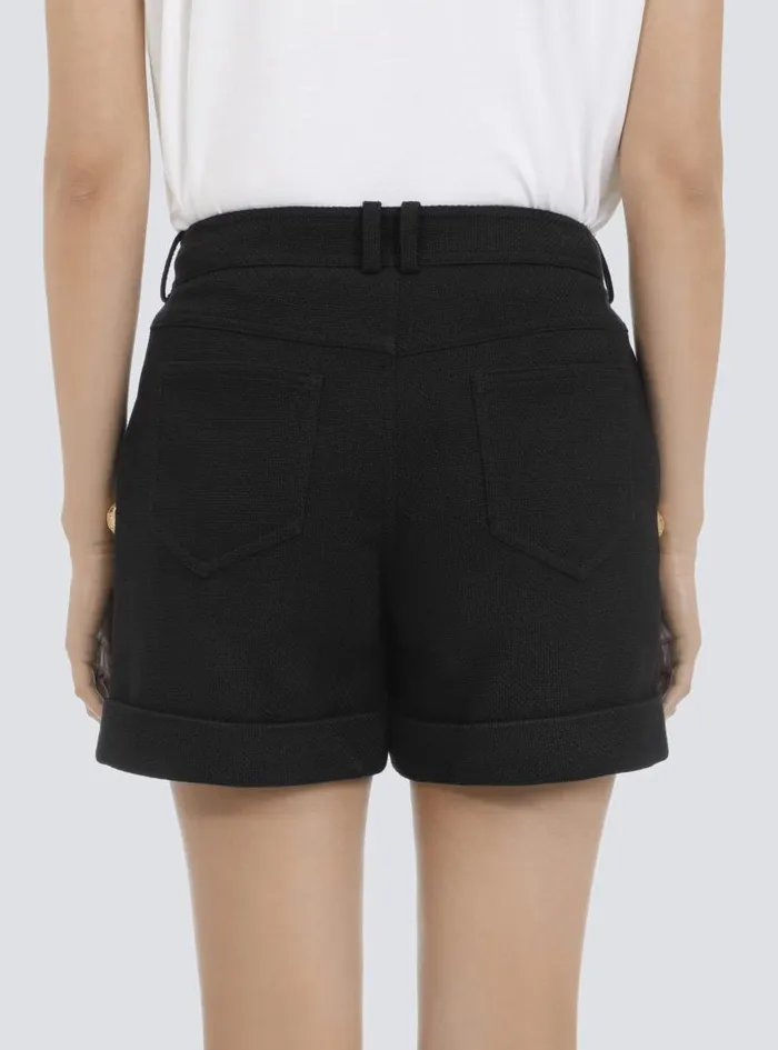 Balmain Trousers And Shorts Women Cotton Lowrise Shorts Black