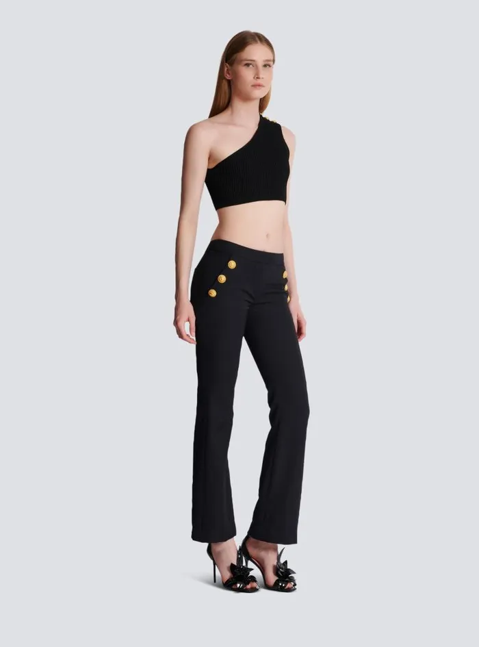 Balmain Trousers And Shorts Women Flared Trousers With Buttons Black