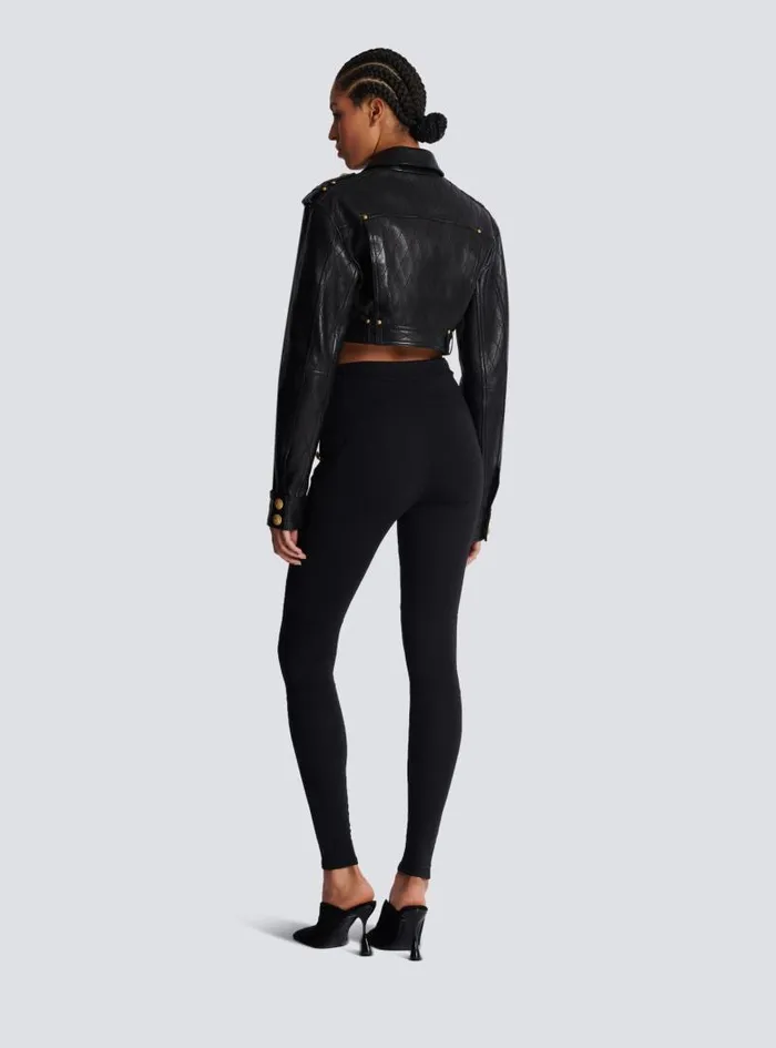 Balmain Trousers And Shorts Women Jersey Leggings With 6 Buttons Black