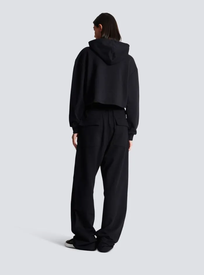 Balmain Trousers And Shorts Women Loosefitting Buttoned Joggers Black