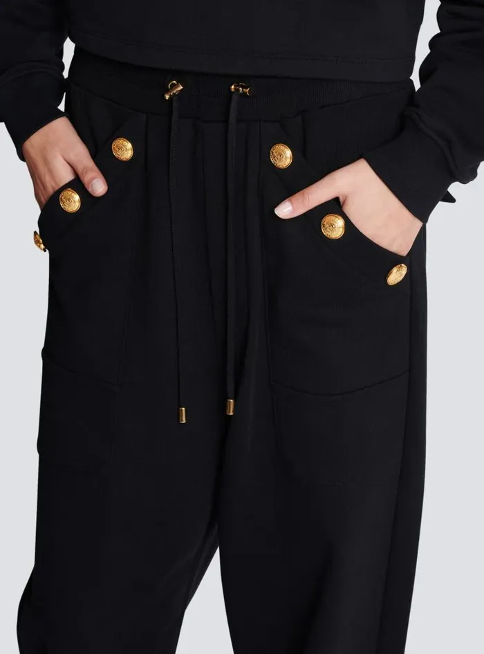 Balmain Trousers And Shorts Women Loosefitting Buttoned Joggers Black