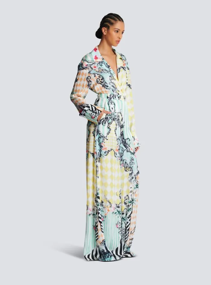 Balmain Trousers And Shorts Women Palazzo Trousers With Baroque Print Multicolor