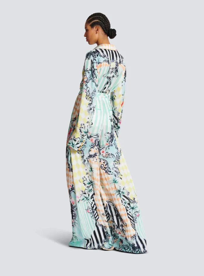 Balmain Trousers And Shorts Women Palazzo Trousers With Baroque Print Multicolor