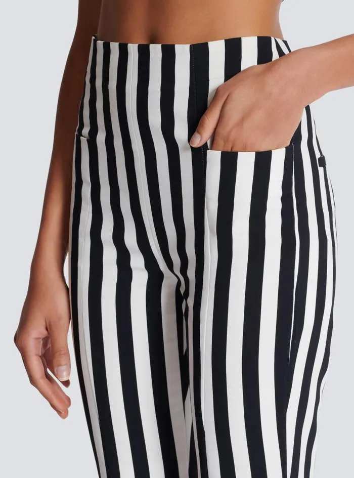 Balmain Trousers And Shorts Women Striped Crepe Shorts Black
