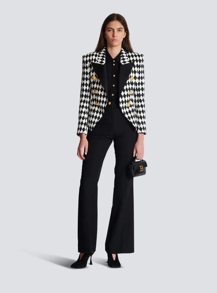 Balmain Trousers And Shorts Women Tailored Grain De Poudre Trousers Black