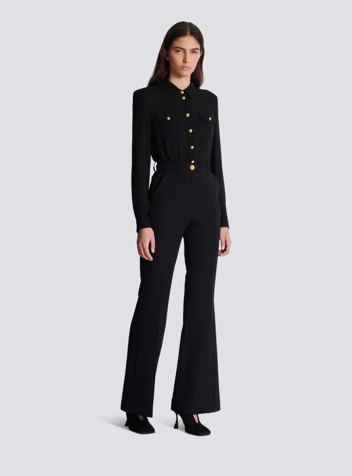 Balmain Trousers And Shorts Women Tailored Grain De Poudre Trousers Black