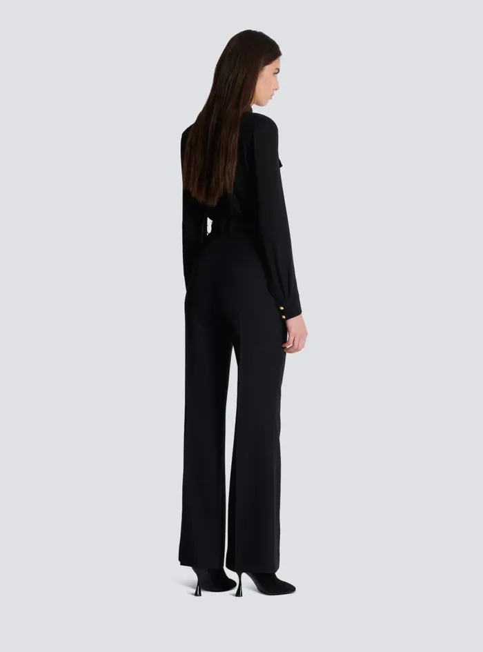 Balmain Trousers And Shorts Women Tailored Grain De Poudre Trousers Black