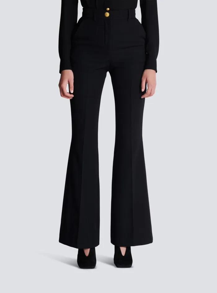 Balmain Trousers And Shorts Women Tailored Grain De Poudre Trousers Black