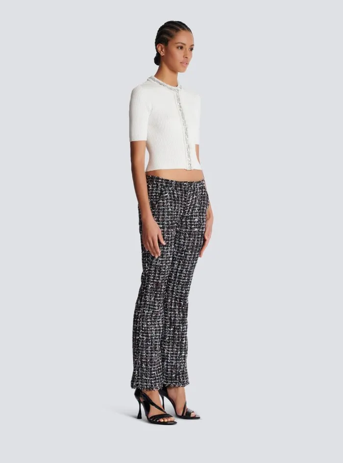 Balmain Trousers And Shorts Women Tweed Flares Black