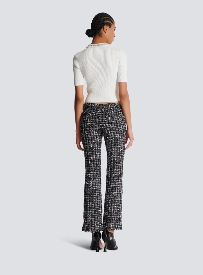 Balmain Trousers And Shorts Women Tweed Flares Black