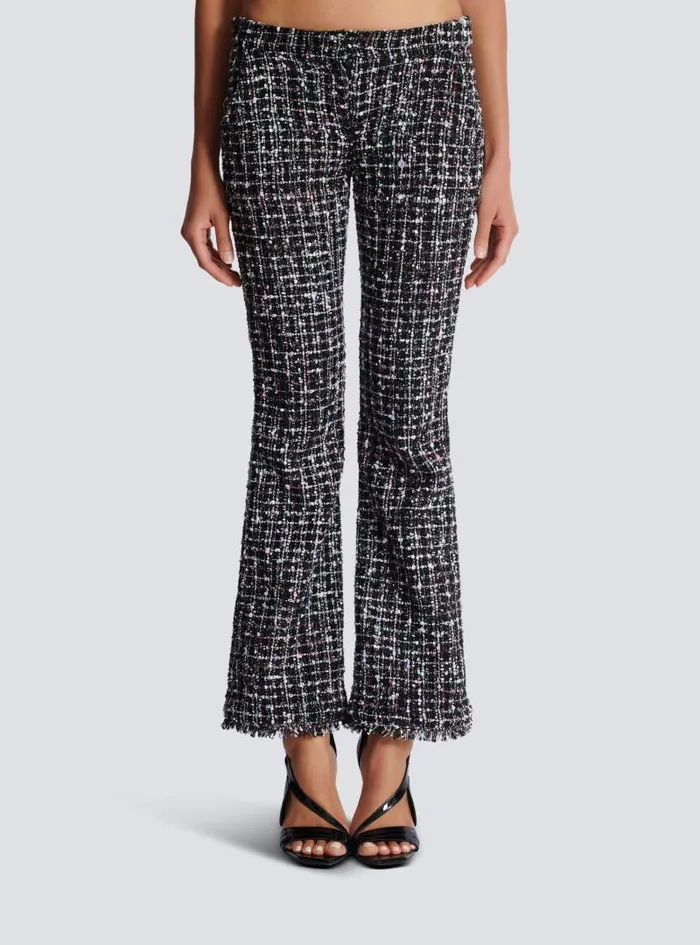 Balmain Trousers And Shorts Women Tweed Flares Black