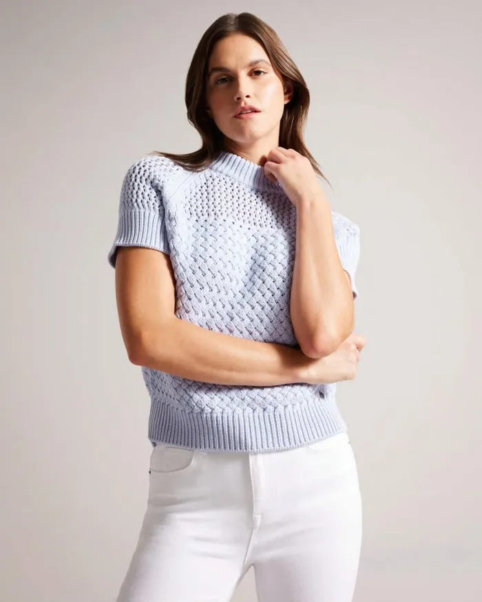 Basket Stitch Tank Top Baby Blue Women Ted Baker Clothing Basket Stitch Tank Top Baby Blue Women Ted Baker Clothing