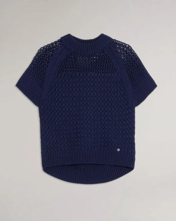 Basket Stitch Tank Top Dark Blue Women Ted Baker Clothing