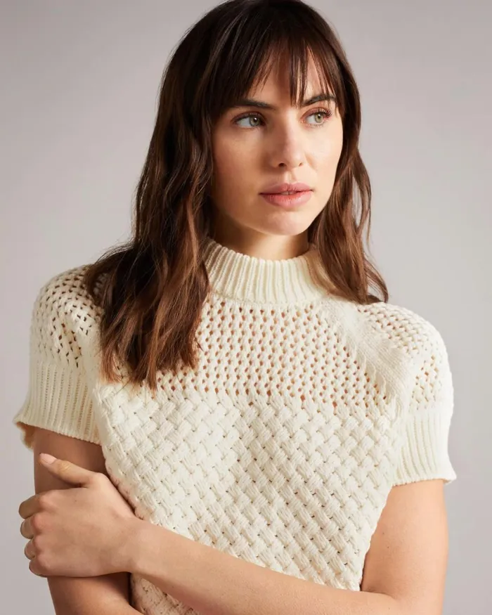 Basket Stitch Tank Top White Women Ted Baker Clothing Basket Stitch Tank Top White Women Ted Baker Clothing