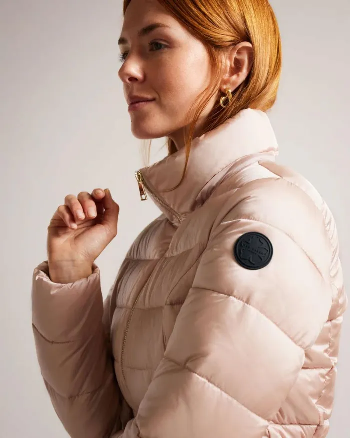 Belted Padded Coat With Detachable Hood Dusky Pink Women Ted Baker Coats and Jackets