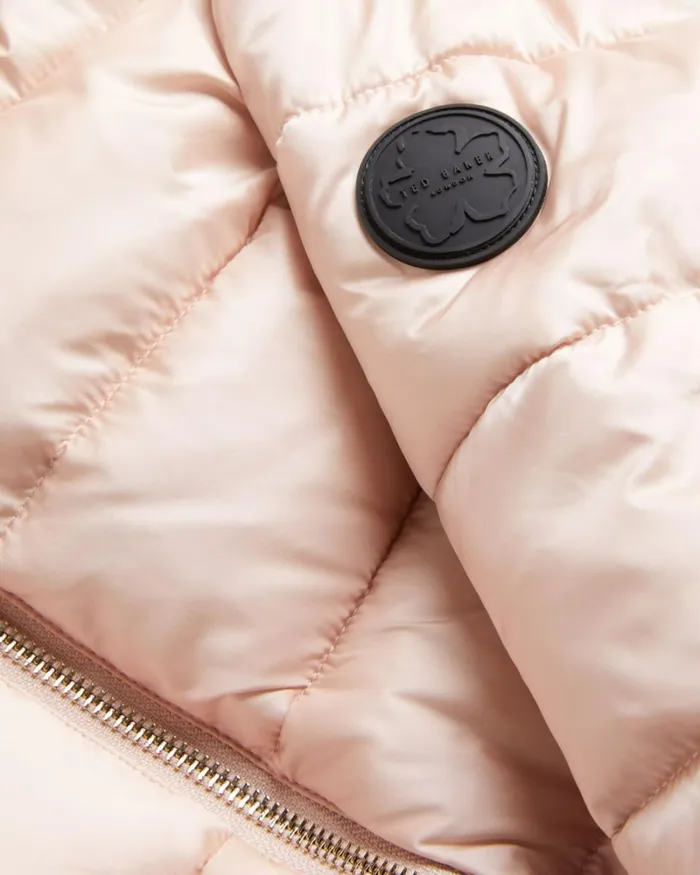 Belted Padded Coat With Detachable Hood Dusky Pink Women Ted Baker Coats and Jackets