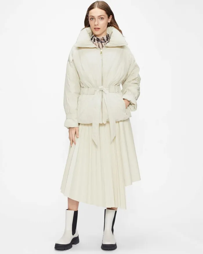 Belted Puffer Jacket White Women Ted Baker Coats and Jackets