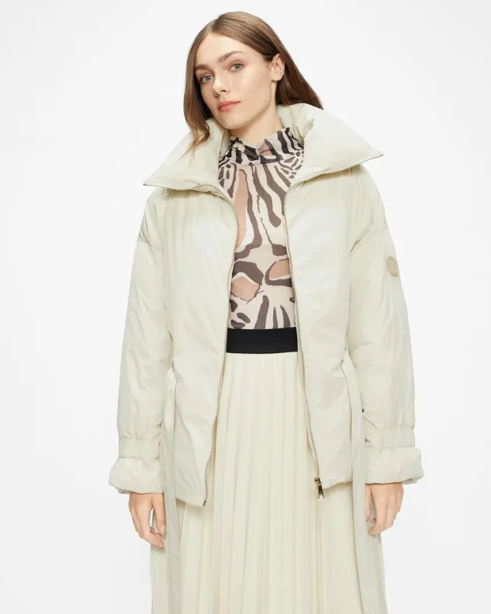 Belted Puffer Jacket White Women Ted Baker Coats and Jackets