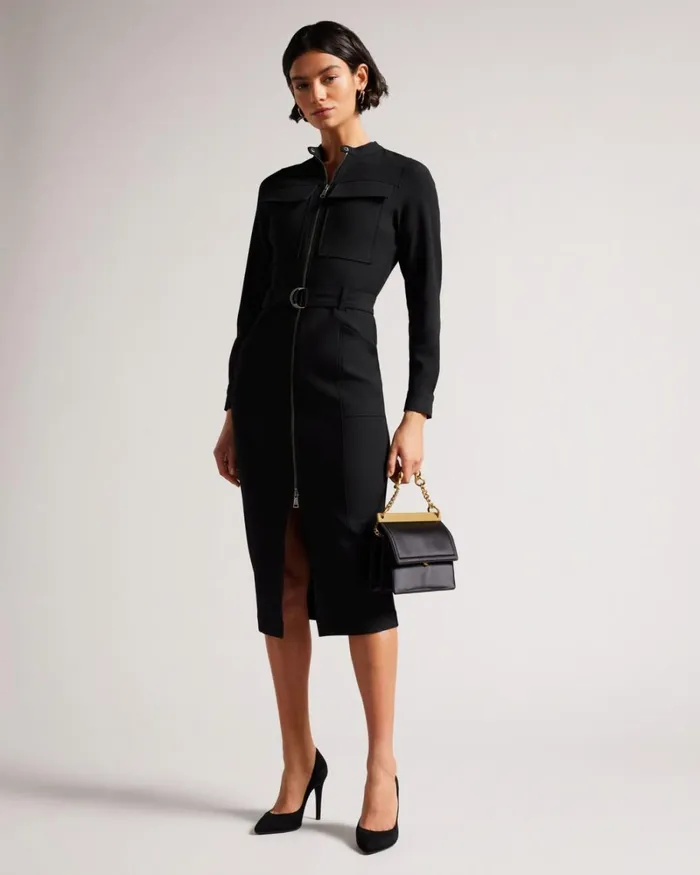 Belted Shirt Dress With Utility Detailing Black Women Ted Baker Clothing