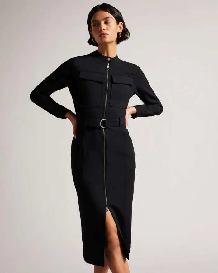 Belted Shirt Dress With Utility Detailing Black Women Ted Baker Clothing