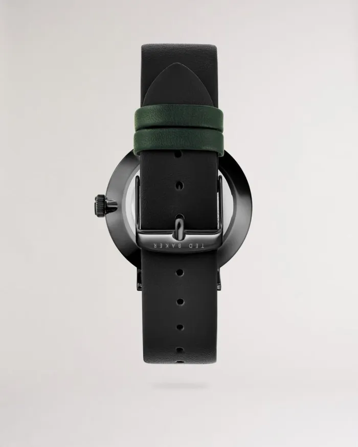 Black Smooth Leather Strap Watch Black Men Ted Baker Watches and Jewelry