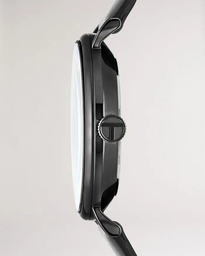 Black Smooth Leather Strap Watch Black Men Ted Baker Watches and Jewelry